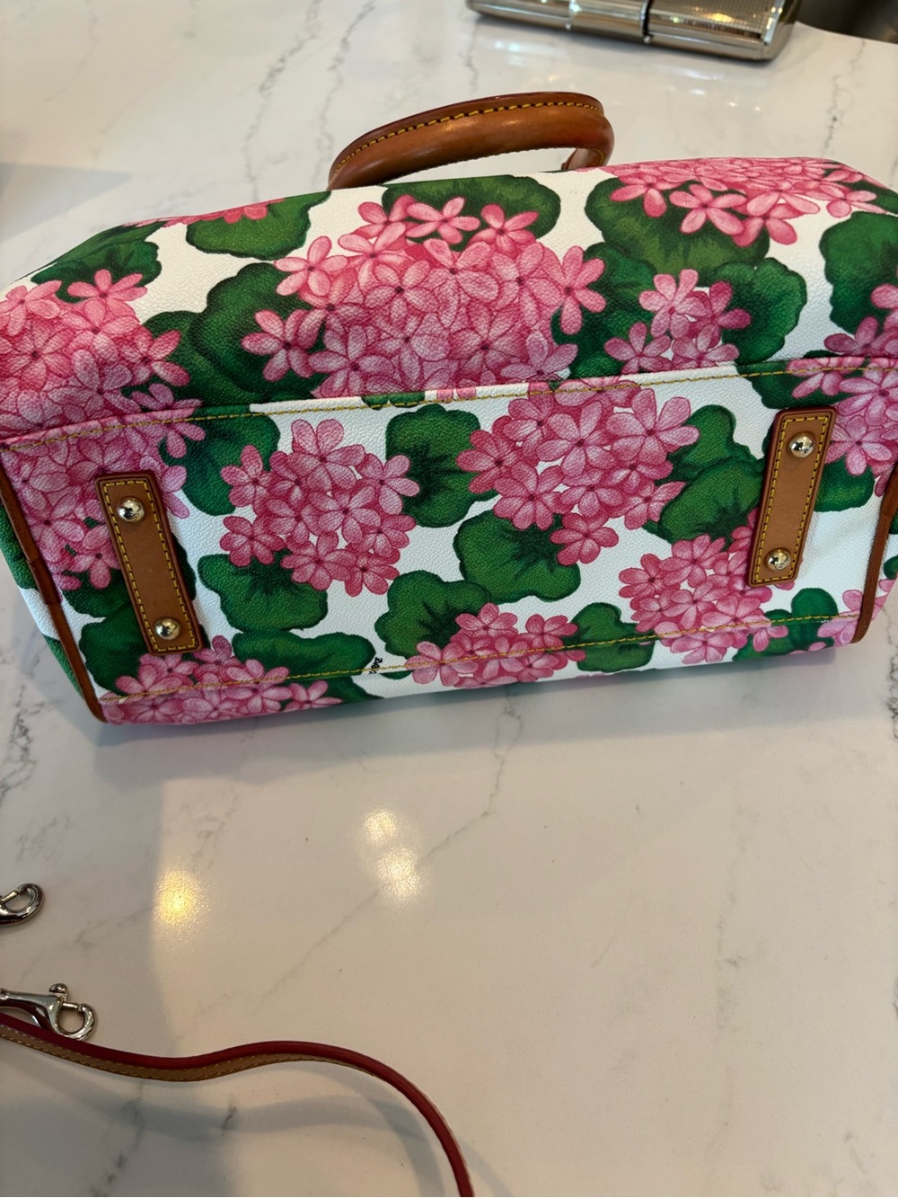 Dooney & Bourke Pink Floral Satchel with Tan Trim CT - Picture 10 of 10